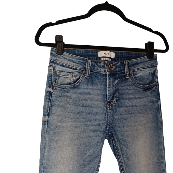 PISTOLA Medium Wash Blue Skinny Cuff Hem High Rise Jeans 26 - Picture 3 of 7